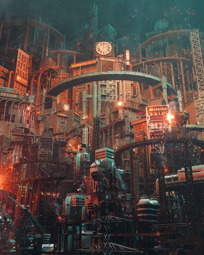 赛博朋克城市景观